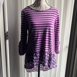 Anthropologie Postmark Striped Top with Sheer Hem